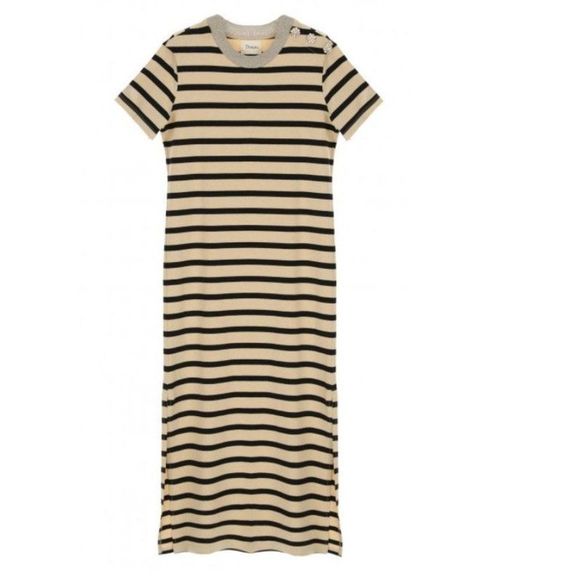 Dixie Maxi Striped EmbellishedKnit T-Shirt Dress